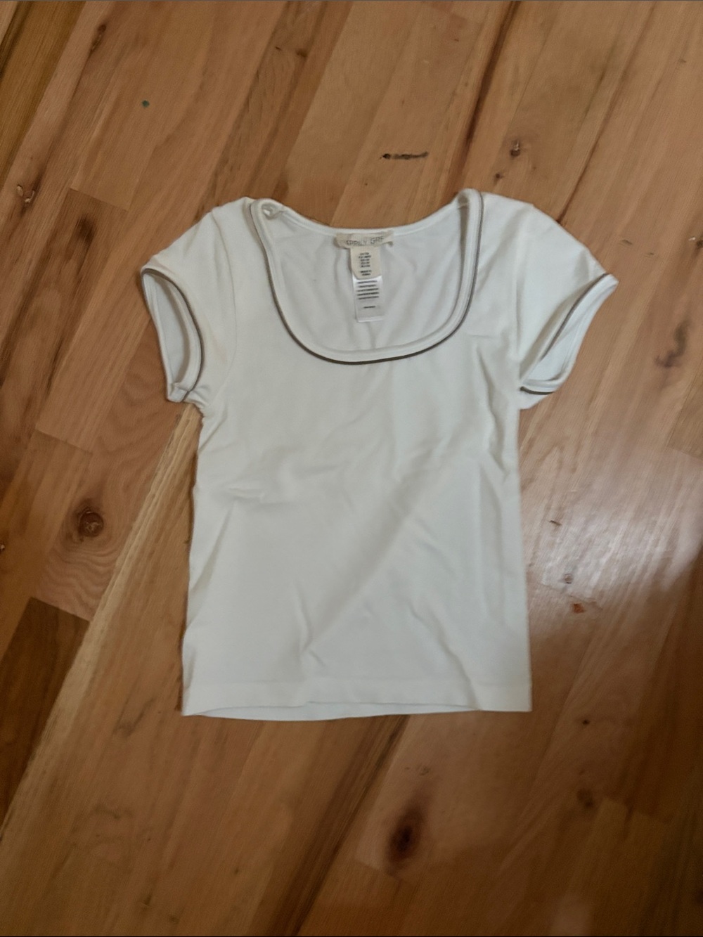 Scoop Neck Short Sleeve Women's Top - Cream